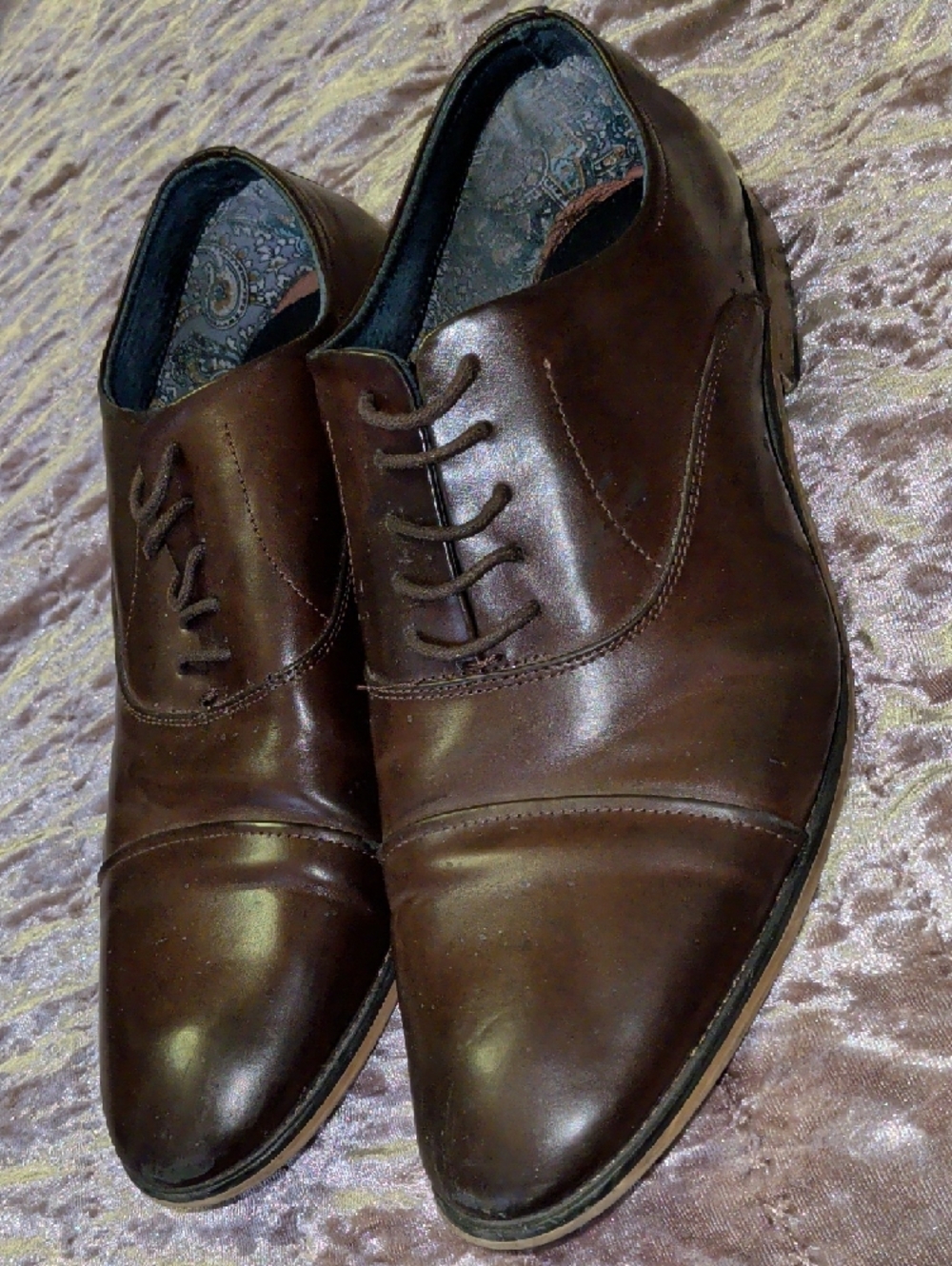 Bruno Marc 13 Men's Brown Leather Cap-Toe Oxfords